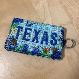 NEW Robin Ruth Wallet Texas Bluebonnets Tri Fold Key Ring NWT